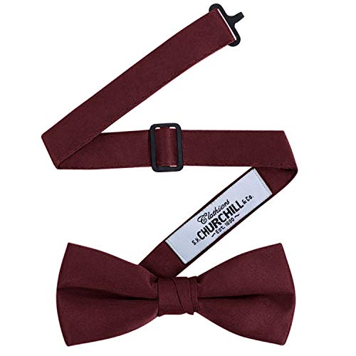 Men's 3 Piece Formal Accessory Set With Bow Tie, Cummerbund & Pocket Hanky (Burgundy) #TOP2