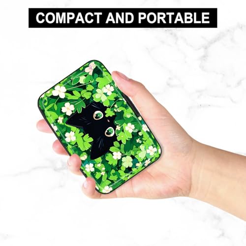 Image of Card Holder Credit Cards Holder for Women RFID wallet women Business Card Holder Wallet Mini Aluminum Card Wallet RFID Blocking Slim Metal Hard Card for Women, Flower Cat