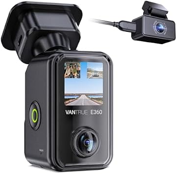 VANTRUE Omnidirectional 360 Degree Dash Cam E360 & RC03 Rear Camera