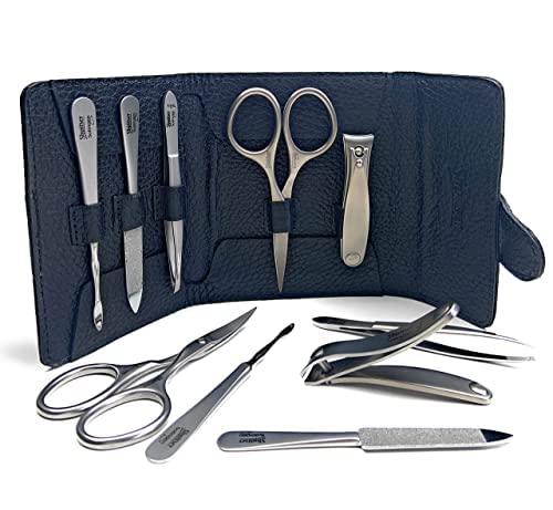 5pc Nail Kit, German Steel, Black Italian Leather Case