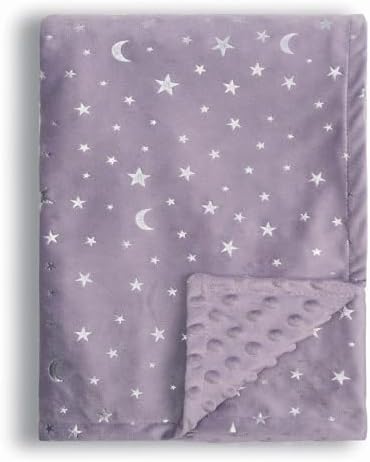 Baby Blanket Star and Moon Printed 30 x 40 Inch (Violet)