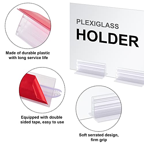 WANDIC Acryl-Plattenhalter, 10 Stück, robust, selbstklebend, Niesschutz, Schild, Halterung zur Befestigung von Acrylplatten und Platten