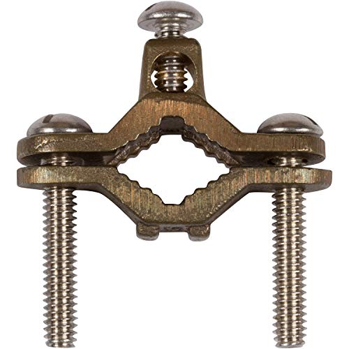Morris Products Direct Burial Copper Ground Pipe Clamps – For Connecting Grounding Electrodes to Water Pipes, Tubing, Ground Rods – 2-10 Wire Range, 1/2-1” Water Pipe Range, 1/4-20 Screw Thread
