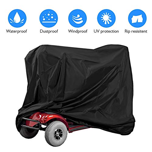 Mobility Scooter Cover Waterproof Outdoor Storage, Heavy Duty Scooter 50cc Cover, Lightweight Electric Wheelchair Cover for Harley Davidson Travel, All-Weather Protection& Buckles 55 x 26 x 36inch