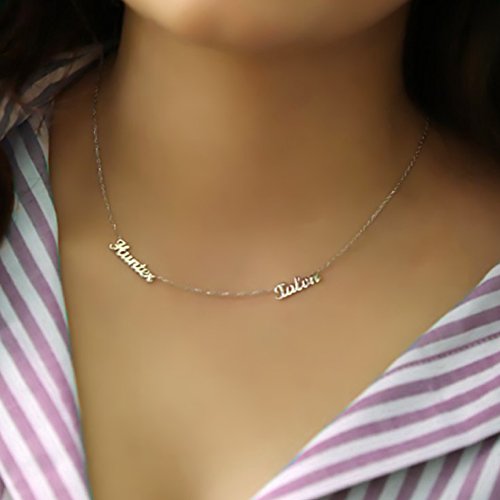 Personalized 925 Sterling Silver Double Names Necklace Pendant Custom Made with 2 Names2