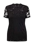  VILA CLOTHES Damen Top VISTASIA S/S LACE NOOS, Schwarz (Black), 36 (Herstellergröße: S)
