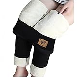 ZHINIAN Leggings de invierno con forro polar para mujer, de talle alto, grueso, control de barriga, suaves, elásticos, con aislamiento térmico, pantalones delgados, A negro, XXXL