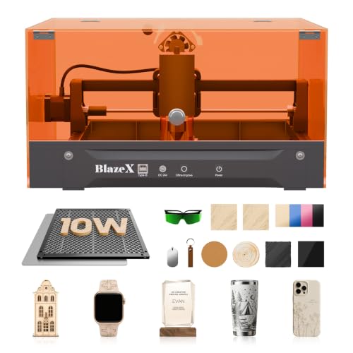 BlazeX M3 10W Laser Engraver Machine 0.01mm Ultra-precision Laser Cutter and Engraver Machine for Wood Metal Glass Leather Beginner-Friendly with Enclosure Honeycomb Engraving Materials Class 1