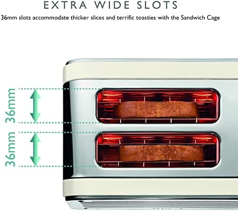 Dualit Architect 2 Slice Toaster | Stainless Steel with Canvas White Trim | Extra-Wide Slots  Peek & Pop Function Perfect Toast Technology  Matching Kettle & Sandwich Cage Available | 26523