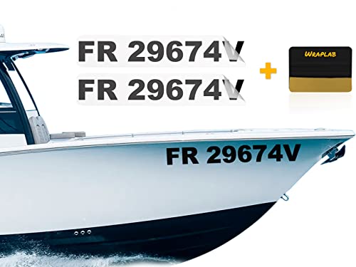 Wraplab x2 Immatriculation Homologué Bateau Autocollant Personnalisé, Stickers Personnalisable, Lettre Autocollantes, Lettres Adhesives Homologuées pour Bateaux, Jet-Ski, Voilier, Navire, Barque Cover