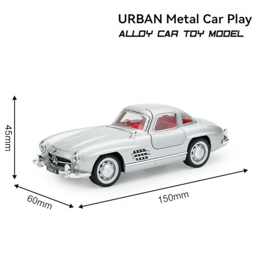 Image of Mercedes Benz 300 SL Vintage Car 1:32 Scale Model Car Exclusive Alloy Metal car Pull Back Die-cast Metal Toy Openable Doors & Light Music Best Gifts Toys【Colors as Per Stock】