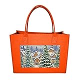 HEBVNJF Christmas Tree Town Shopping Bag with...