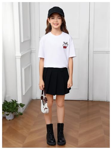 Image of WDIRARA Girl's Leopard Graphic T Shirt Crew Neck Short Sleeve Tee Shirts Cute Tops