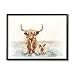 Stupell Industries Highland Cattle & Baby Calf Rural Framed Giclee Art, Design by Sara Baker