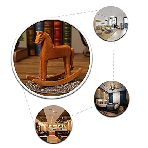 Cavalo de Balanço de Madeira, Antigo Cavalo da Sorte Decoração de Mesa Estatuetas de Arte Artesanal