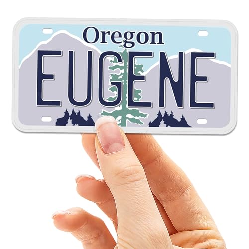Oregon License Plate Stickers, Choose Your OR City Bumper Sticker - Pacific Northwest Decal for Hydroflask (Eugene)
