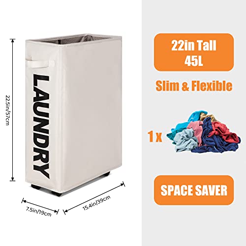 Caroeas 8542016120 22 Inch Rolling Slim Laundry Basket thumb #1