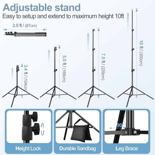 EMART 10x10FT Backdrop Stand, Photo Studio Back Drop Adjustable Stand with 6 Backdrop Clamps,2 Sandbags and Carry Bag,Heavy Duty Background Support System Kit for Photography,Parties,Wedding,Video by EMART - Image 5
