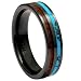 Mens Womens Koa Wood Wedding Band with Turquoise 6mm Flat Top Black Ceramic Size 6 to 15