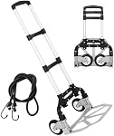 AKOZLIN Hand Truck Folding Portable 180lbs Capacity Aluminum Alloy Plate Luggage Cart Foldable Height Adjustable Hand Cart with 2 Wheels/Fixed Rope for Home, Auto, Office,Travel Use