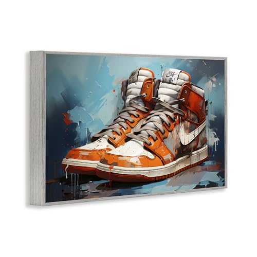 Sneakers Splash Stupell tableau cadre gris éclaboussures de couleur