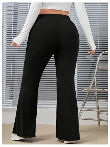 Floerns Women's Plus Size High Waisted Trousers Stretch Flare Leg Casual Pants3