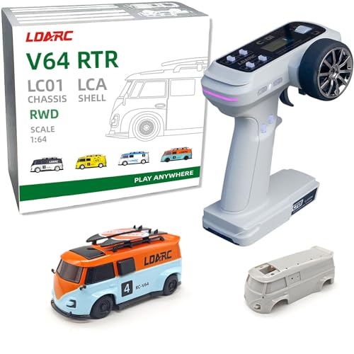 Image of LDARC 1:64 Scale Mini RC Sports Car 2.4Ghz Ideal for Racing Enthusiasts, Racing Remote Contrl Cars Model with RGB Lights Comes with DIY Interchangeable Body Case(Orange)