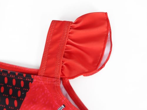 Image of WonderBabe Swimsuit for Girls Fancy Dress Up Swimsuits Party Bathing Suits Set for Toddler Girls Size 5t 6t Red