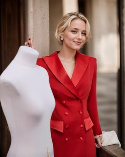 Blazer Dress for Women Double Breasted Peak Lapel Bodycon Women's Casual Long Sleeve Solid Suit Skirt for Business4