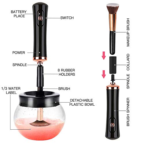Premium Makeup Brush Cleaner And Dryer Machine Hangsun Electric Cosmetic Make Up Brushes Set Cleaning Tool With 8 Size Rubber Collars Wash And Dry In Seconds #TOP1