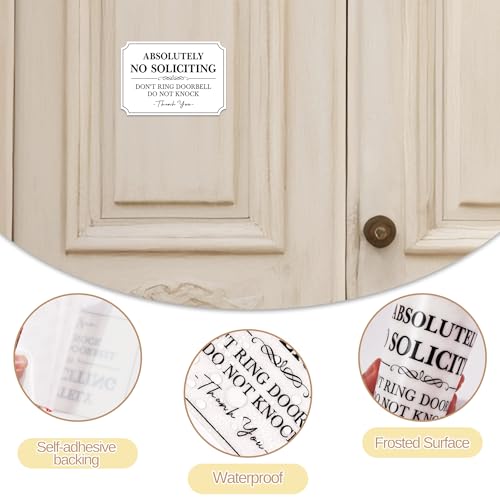 Image of No Soliciting Sign for Front Door,Self-Adhesive Elegant Do Not Knock or Ring Doorbell No Soliciting Sticker for Home, No Solicitors Sign for Doorbell, House Door, Home, Office (WHITE)