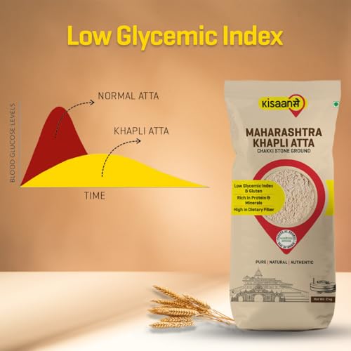 Image of KisaanSay Chakki Khapli Atta (4 KG) | Stoneground High Protein Atta | Low Gluten Emmer Wheat Flour | High in Fibre & Easy to Digest Khapli Wheat Aata | Nutrient-Rich & Low GI Flour for Softer Rotis