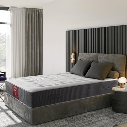 Matelas ressorts ensachés 80x200 cm Maximo Spring - Épaisseur +/- 30 cm - Mi-Ferme - Double face - Tissu Maximo Stretch pour un confort accru - Mousse à...