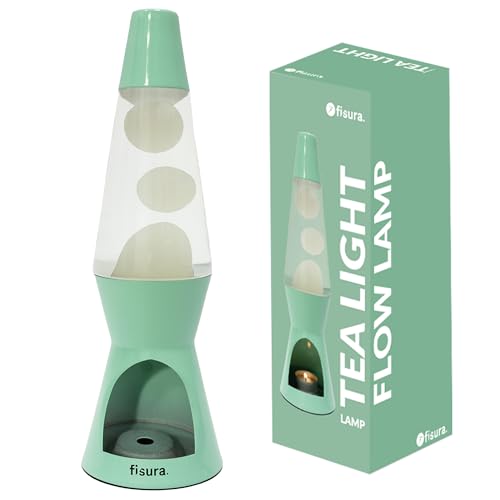 Fisura Lava Lamp with Candle. Electricity-Free Lamp. Eco-Friendly Motion lamp. Original Gift. Measurements: 29 centimetres x 8.5 centimetres (Candle, Mint)