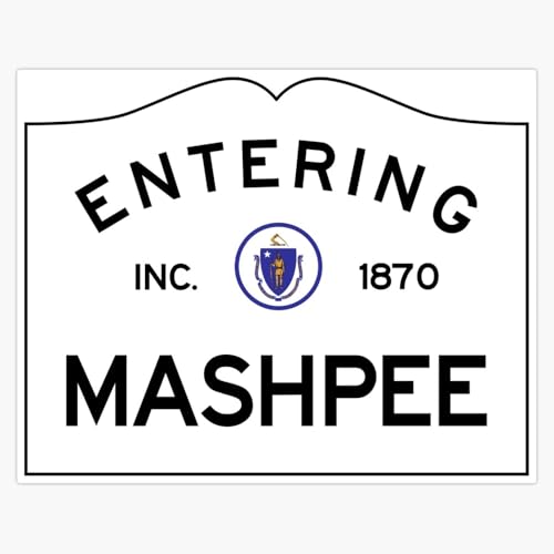 Entering Mashpee Massachusetts Town Sign Cape Cod Travel Souvenir 5" Vinyl Decal Bumper Sticker