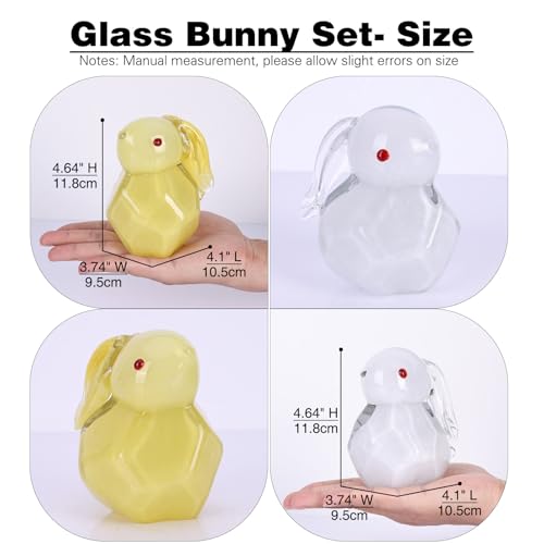Set de 2 figuras de conejo de vidrio 4.6 pulg miniatura 3