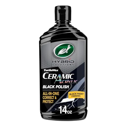 Turtle Wax Hybrid Solutions Ceramic Acrylic Black Car Polish and Wax, Car Scratch Remover & Car Paint Restorer for Black Cars, Deep Shine, Ceramic Coating Protection & Water Beading, 14 oz (Pack of 1)