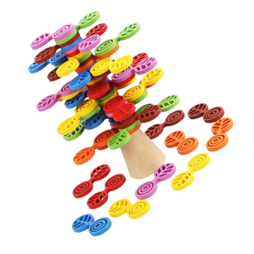 Jeu d'empilage en bois arbre arc-en-ciel SOIMISS pour motricité de taille moyenne