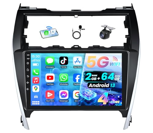 [4-Core 64G ROM] Car Radio for Toyota Camry 2012 2013 2014: Upgrade 1280 * 800 IPS Touch Screen with Wireless Carplay Android Auto FM Bluetooth5.0 GPS 5GWiFi 1080P Backup Camera SWC