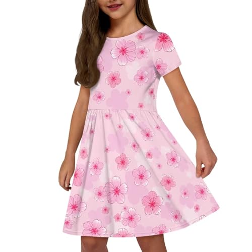 Image of Short Sleeve Dress for Girls with Pockets Cute Toddler Girl Clothes Summer 2-12