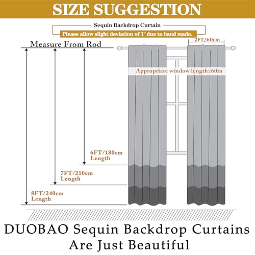Duobao SEQUIN CURTAINS 2 PANELS 2Ftx8Ft Rainbow Glitter Sequin Backdrop Curtains Christmas Party Backdrop Sequence Curtains For Wedding Sequins Window Treatment Panels thumb #5