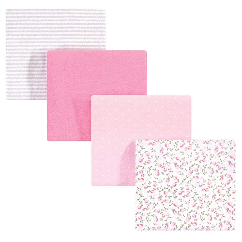 Image of Hudson Baby Unisex Baby Cotton Flannel Receiving Blankets, Pink Peony, One Size
