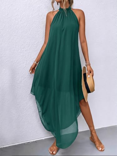 Image of Verdusa Women's Wedding Guest Dress Halter Flowy Chiffon Long Bouncy Dress