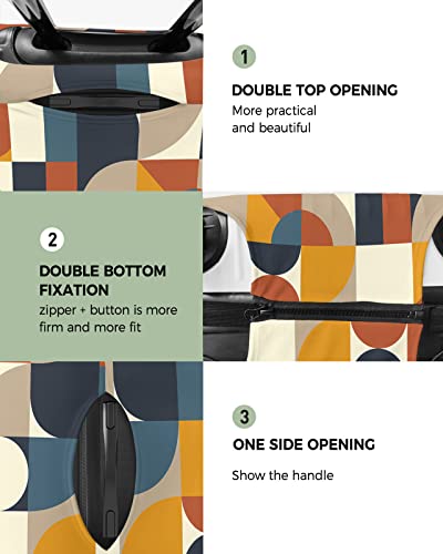 Travel Luggage Cover Spandex Elastic Suitcase Cover for Luggage, Scratch Proof Luggage Cover Protector for Trunk Case 29-32 Inch Luggage, Nordic Style Art Abstract Circle Pattern Yellow2