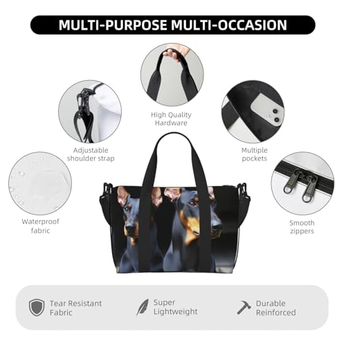 Travel Duffel Bags Personal Item Bag Carry on Luggage Bag Training Handbag Lightweight Waterproof Sports Gym Bag doberman Weekender Bag for Women Men3