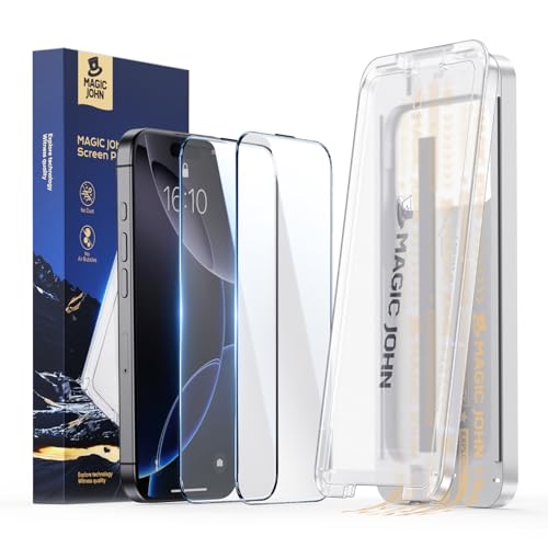 Image of MAGIC JOHN 3rd Gen Upgraded for iPhone 16 Pro Screen Protector 6.3 Inch, HD Clear, Shatterproof Tempered Film, Bubble Free, Easy Installation, 2 Pack