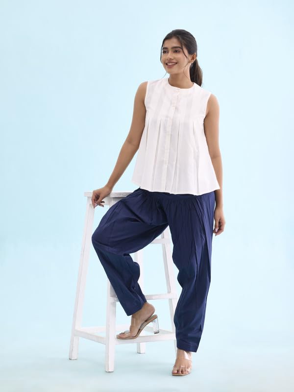 Image of GO COLORS Soft Cotton Salwar for Women | Relaxed Fit, Mid Rise, Ankle Length, Drawstrings