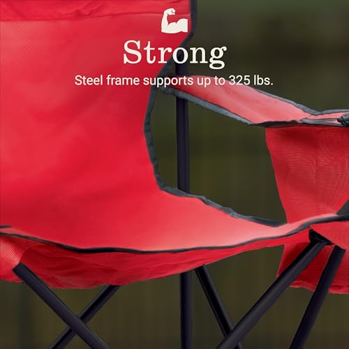 Coleman Portable Camping Chair with 4-Can Cooler, Cushioned Seat & Back with Side Pockets & Cup Holder, Carry Bag...