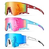 CIFOYA キッズ サングラス ユース 野球サングラス 男の子 女の子 6~14歳 スポーツ UV400 プロテクションサングラス 3個パック, D-非偏光-海+トロピカルフラッシュ+ファイヤーストーム。, M