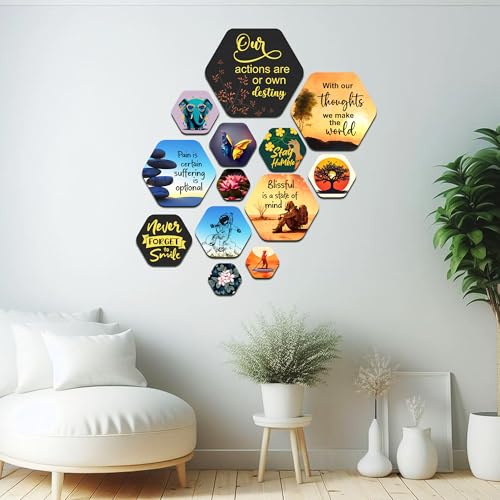 Image of Decor Smart Inspirational Wooden Wall Art | Living Room Decoration | Positive Mindfulness Accent | Home Decor Decorative Artwork | Motivational Quotes Wall Hanging | Spiritual Sticker Panel (WPS 212)